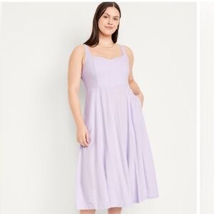 PURPLE OLD NAVY LINEN MIDI FIT & FLARE DRESS! 💜